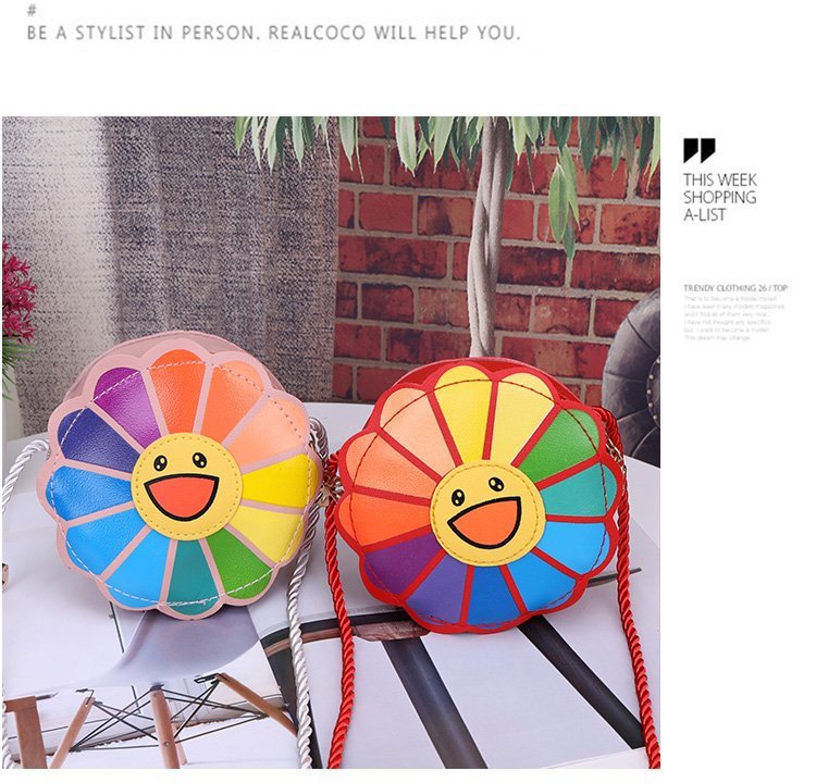 Girls' fashionable travel crossbody bag, cartoon cute seven-color flower bag, little girl single-shoulder bag, mini princess small bag undefined