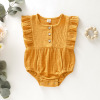 Autumn cute colored bodysuit for early age girl's, 2019, European style, cotton and linen