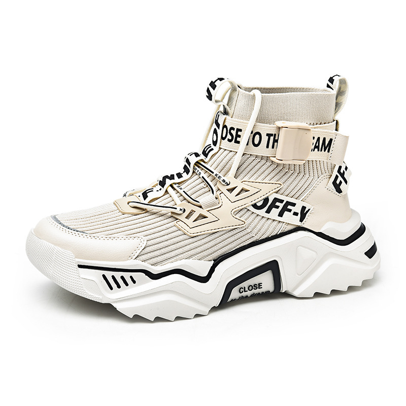 2020 秋冬弹力袜子鞋男士保暖运动休闲鞋学生街头高帮鞋子男