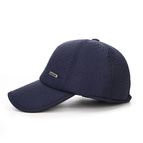 Winter men's Korean style casual warm hat for the elderly outdoor ear protection cold peaked cap quilted embroidered old man cotton hat