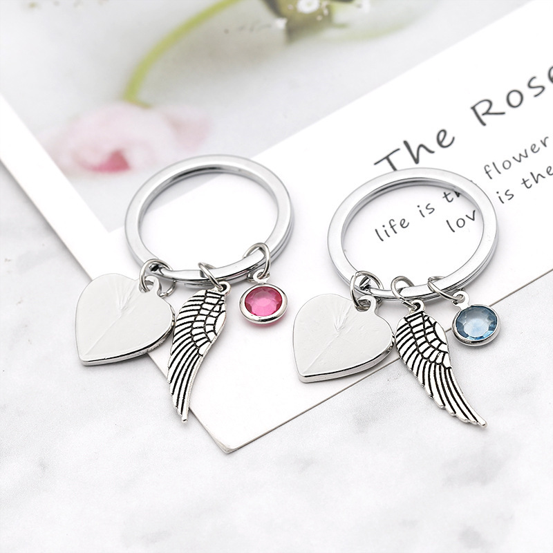 Cross-border New Arrival Bracelet Necklace Keychain European And American Personalized Creative Heart Wings Necklace Keychain Bracelet Jewelry display picture 7