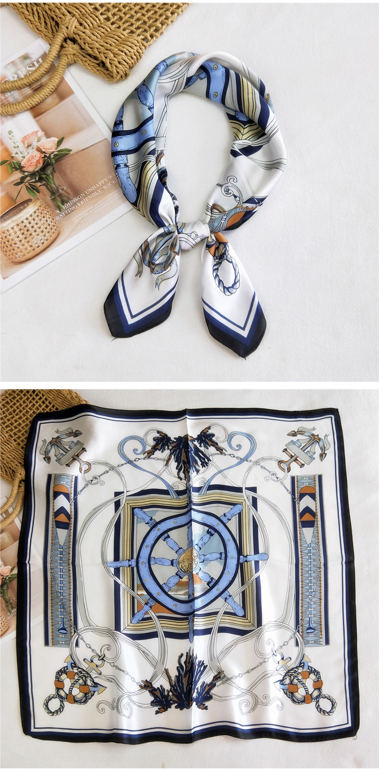 55g Weight Silk Scarf Classification Daily Occasion Women's Sweet Color Block Satin Printing Silk Scarves