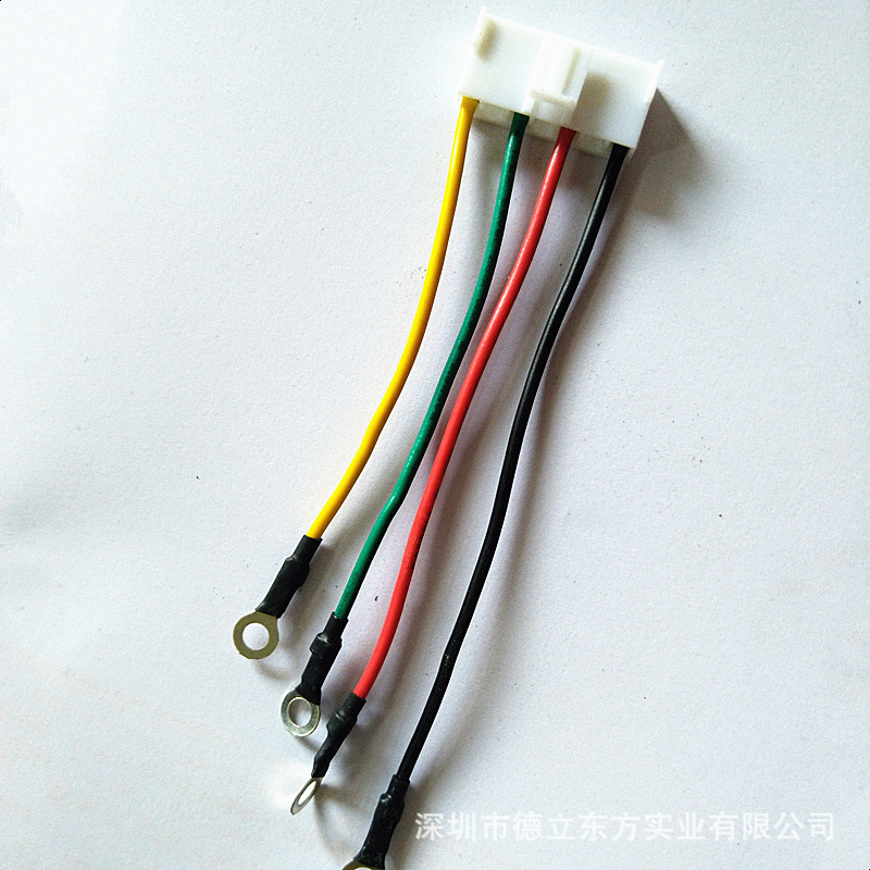 直销 100MM长 UL1007 18AWG VH3.96连接器 O形接片 4P双头端子线