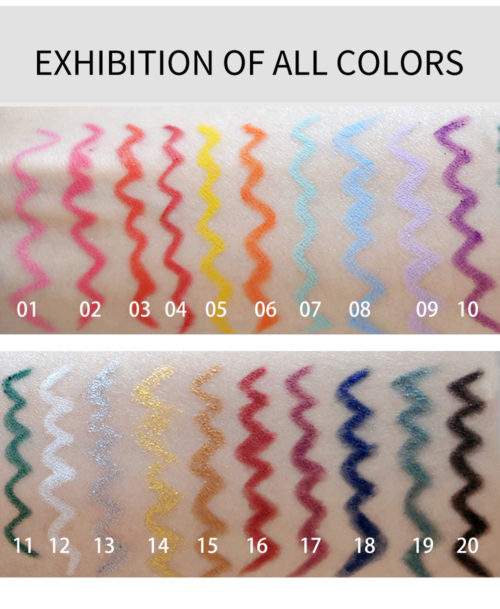 Cross border Amazon popular handaiyan 20 color pearlescent matte waterproof non haloing rotatable Eyeliner glue pen