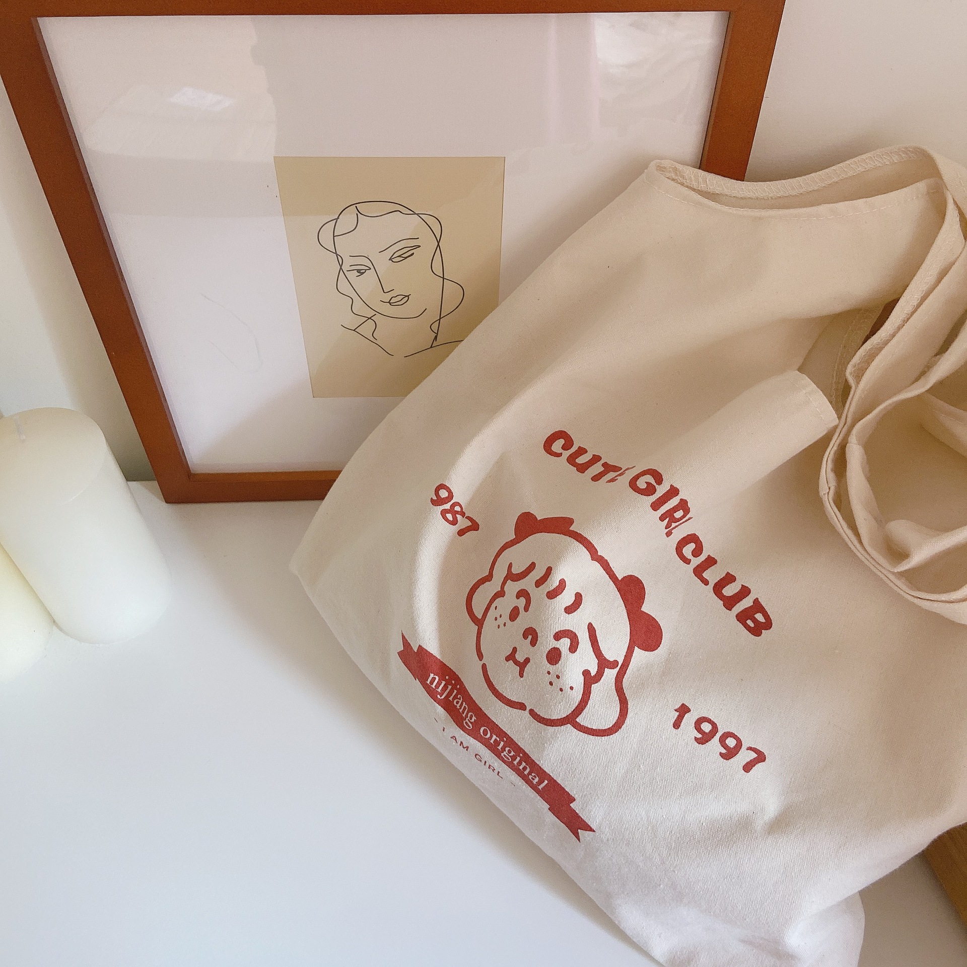 卡通文艺学生环保购物棉布袋 女单肩帆布手提包 帆布广告袋