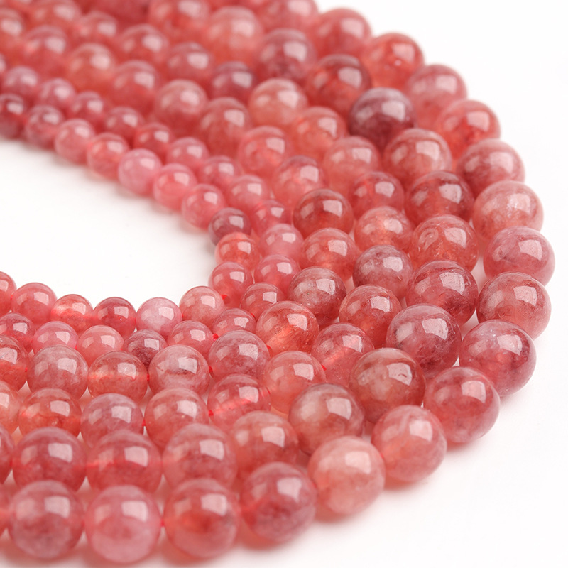 Natural Ice Seed Strawberry Crystal Scattered Round Beads Semi-finished display picture 3