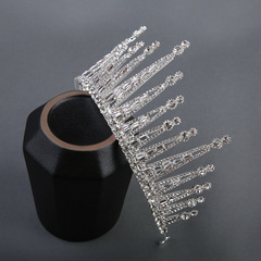 Amazon New Round Bridal Crown European and American Baroque Water Diamond Crown Wedding Dress Crown Cake Crown