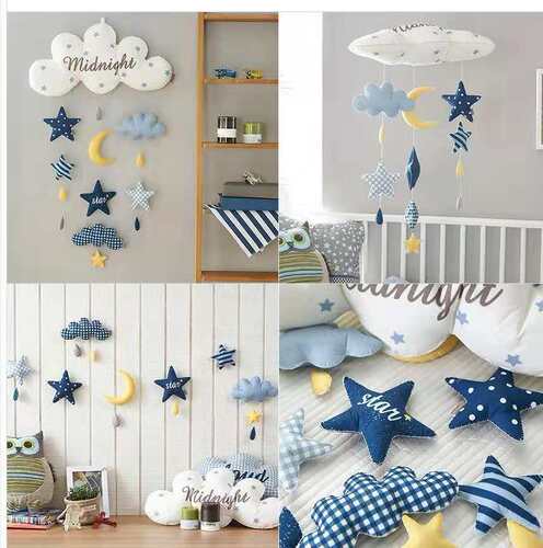 Korean ins creative wall hangings bed bell children's room soft wall decoration Nordic style rocket DIY