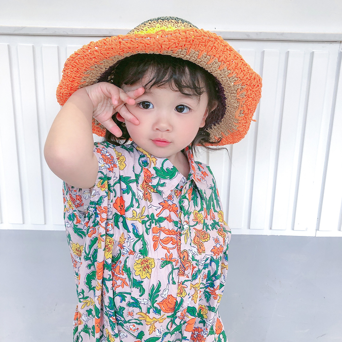 Straw Hat Summer Beach Small Fresh Japanese Sunscreen Child Fisherman Hat Korean Fashion Parent-child Rainbow Hat Wholesale Nihaojewelry display picture 5