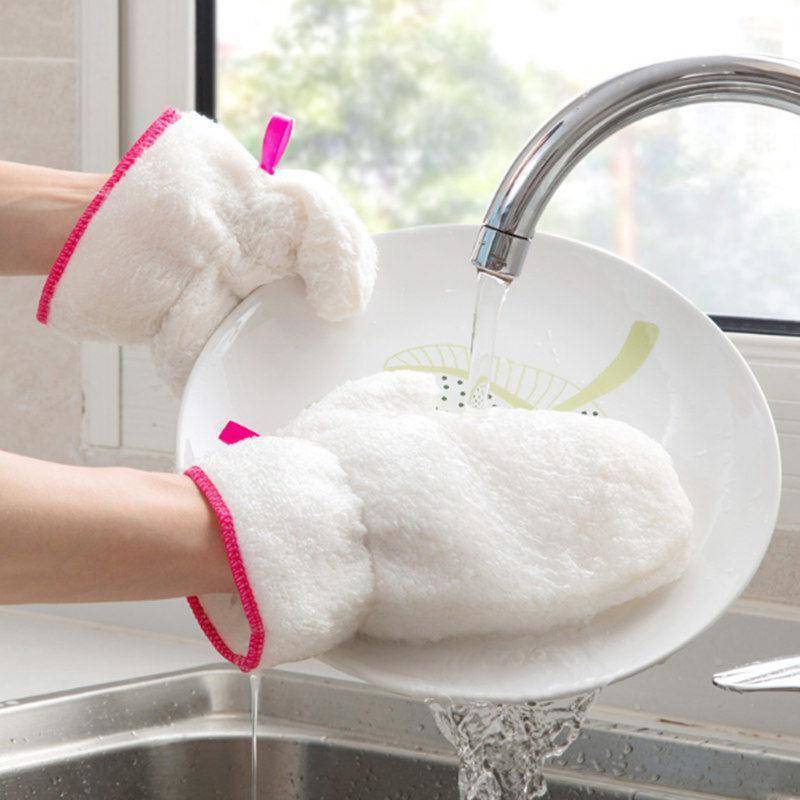 厨房洗碗神器竹纤维防水洗碗手套不沾油手套加绒刷碗家务清洁抹布