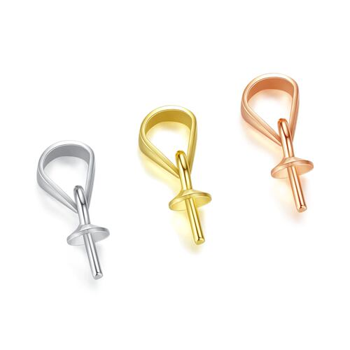 925 sterling silver pearl empty support melon seed buckle 3mm pendant 4mm DIY handmade jewelry pendant accessories gold plated wholesale