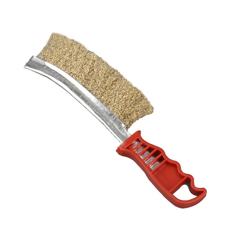 Manufacturer wholesale plastic red handle wire brush rust removal brush polishing cleaning tool brush barbecue wire brush