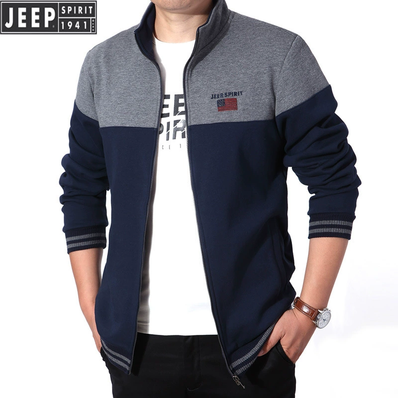 JEEP SPIRIT мужской свитер со стоячим воротником мужская хлопковая спортивная куртка в стиле колор блок Свободный Топ 19006