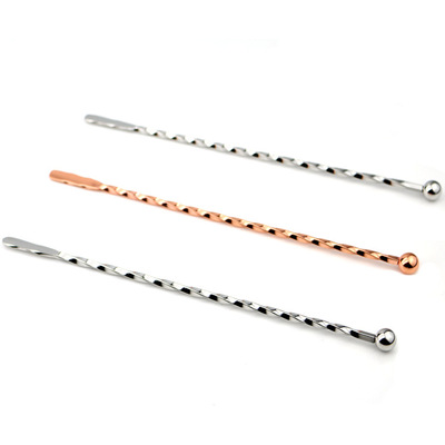 厂家创意调酒棒 扭纹304搅拌棒 不锈钢鸡尾酒勺