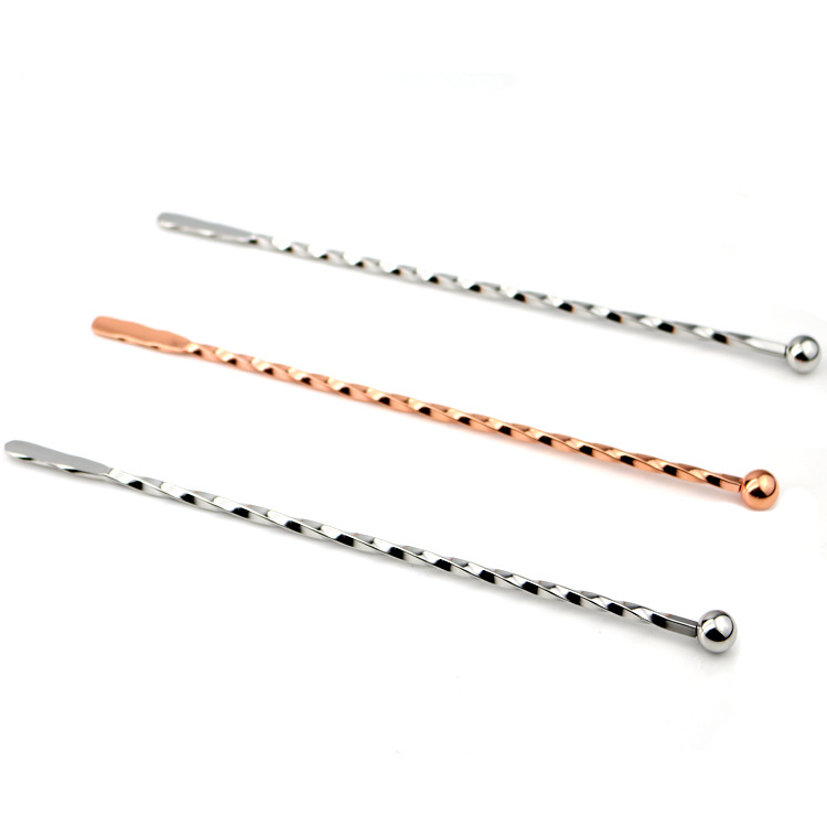 厂家创意调酒棒 扭纹304搅拌棒 不锈钢鸡尾酒勺