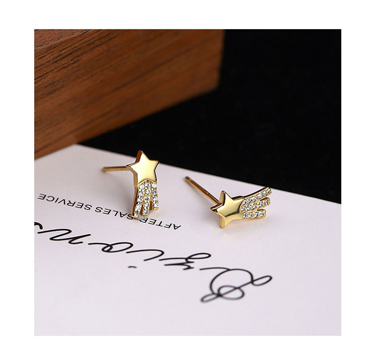 925 Sterling Silver Material 1 Pair 925 Sterling Silver Zircon Star Ear Studs