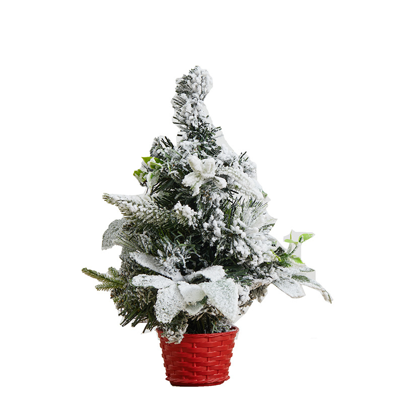 PE flocado nieve rociador escritorio pequeño árbol de Navidad hotel centro comercial escenario de suelo decoración decoración de Navidad