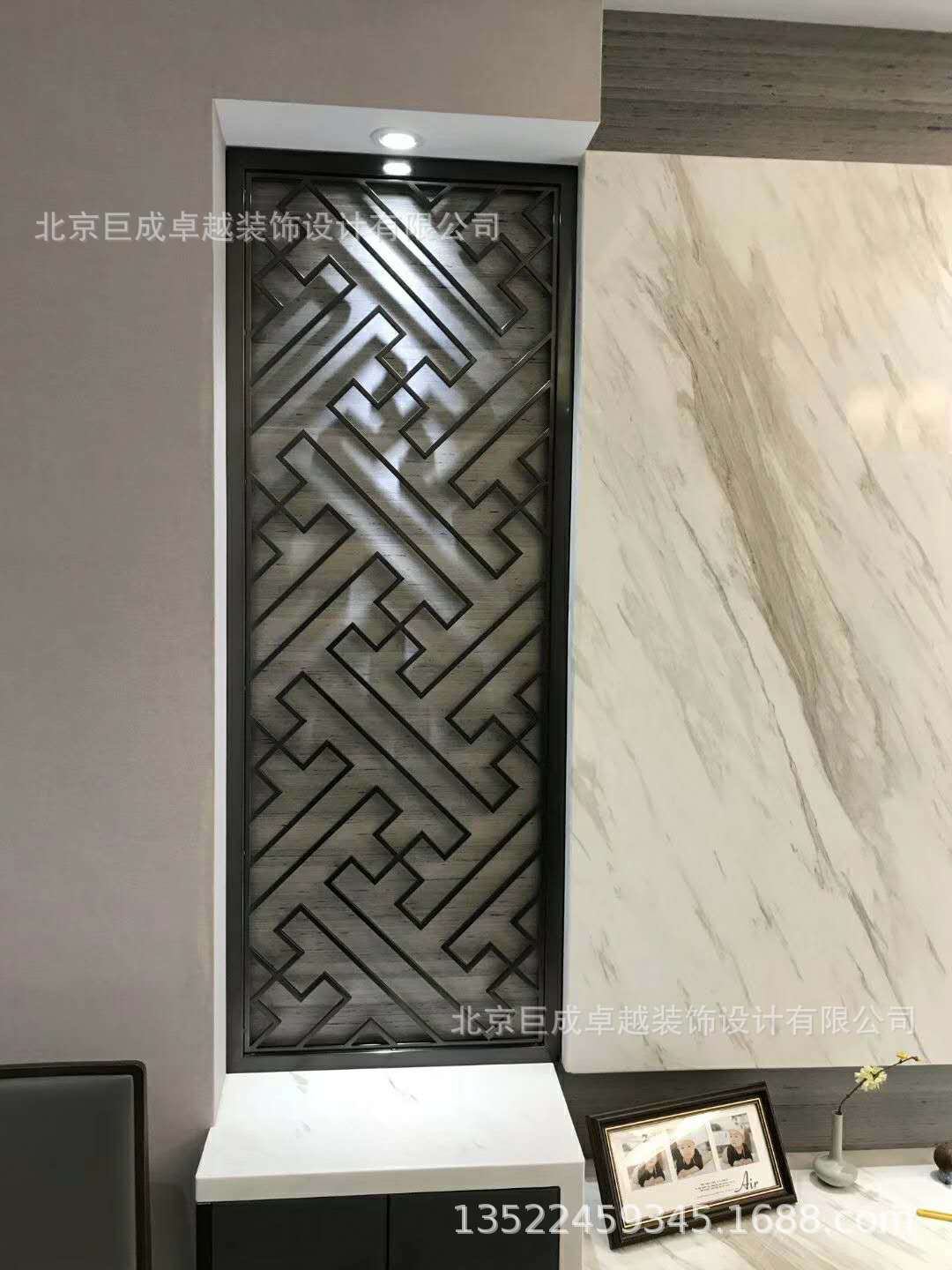 （北京厂家） 中式屏风隔断制作 仿铜花格隔断批发 镂空屏风制作