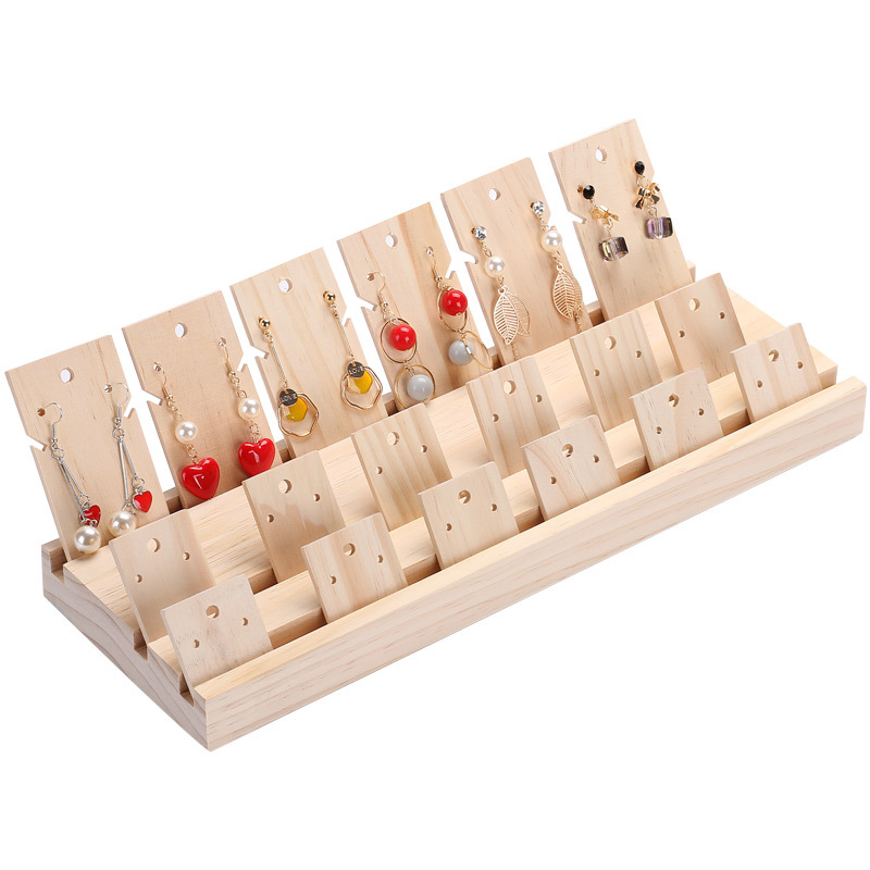 创意原木风耳钉耳环展示板插卡板首饰展示架耳饰收纳摆摊陈列道具