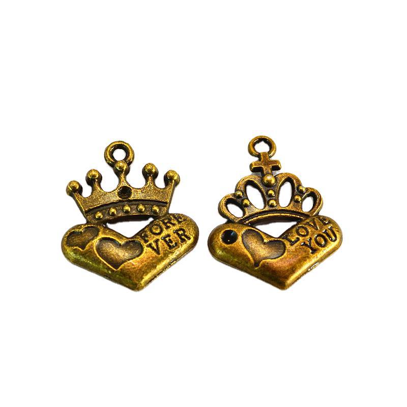 A2820 ancient youth 2.4 grams of retro love crown pendant eternal love couple series accessories 30/set 5