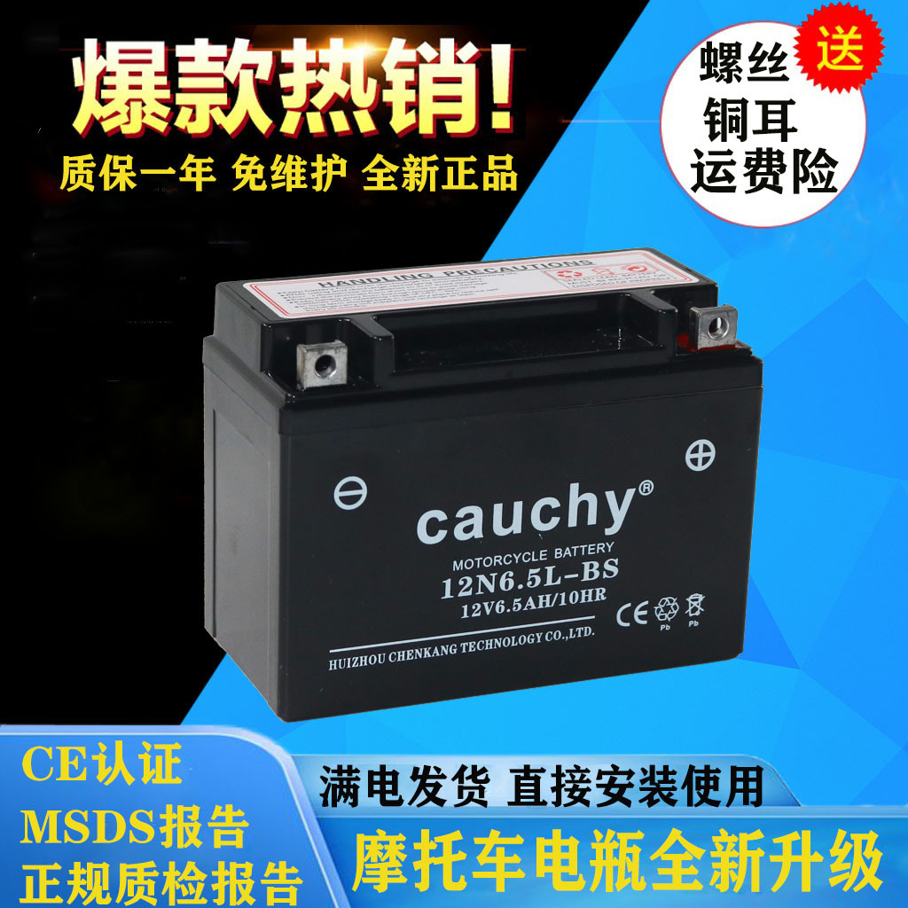 12N6.5L摩托车电瓶12V6.5AH免维护电瓶蓄电池Motorcycle battery|ms