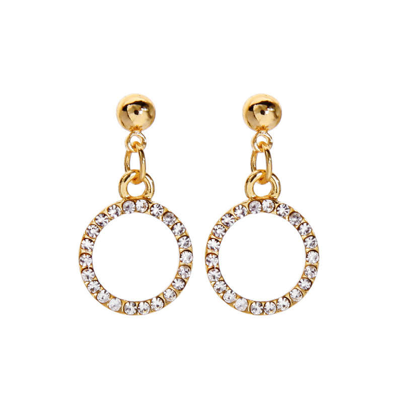 Korean New Fashion Diamond-set Wild Earrings Diamond-set Geometric Circle Earrings display picture 4