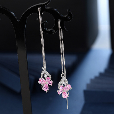 Korean Edition butterfly have more cash than can be accounted for Ear line Diamond Earrings Earrings