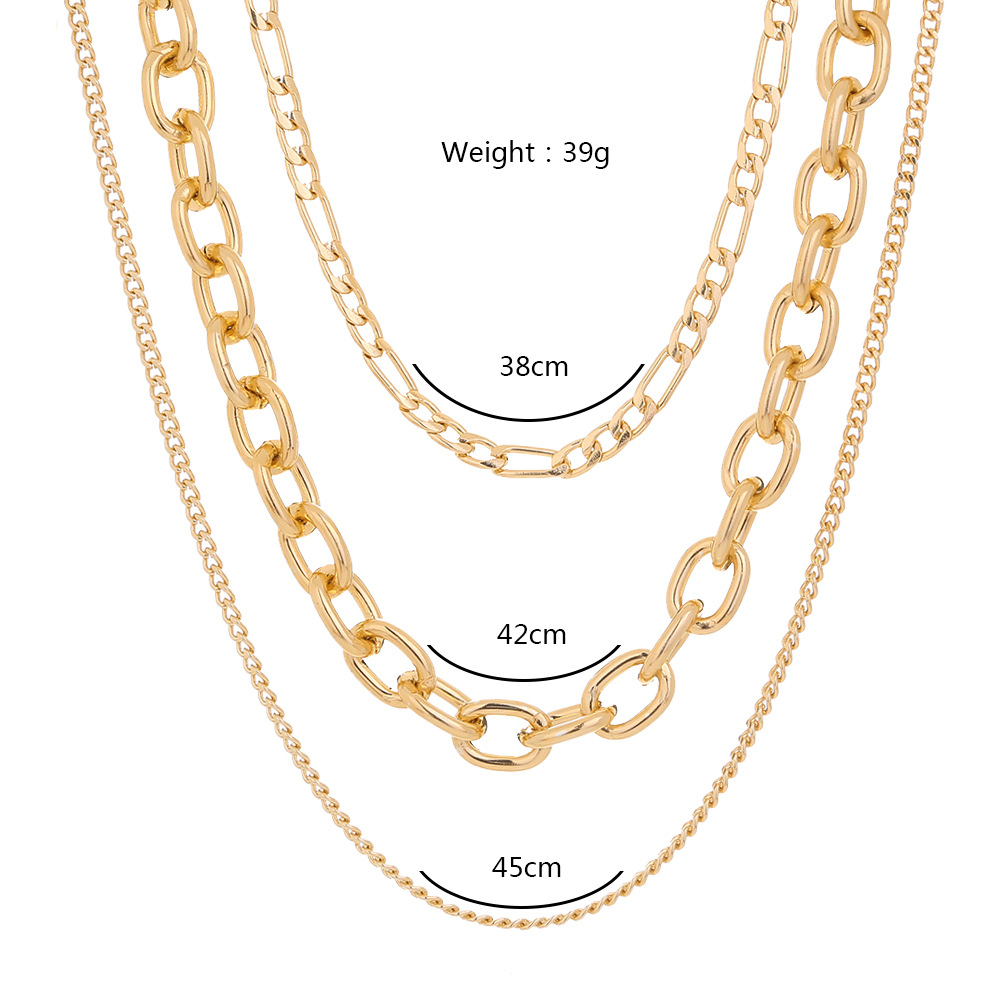 Retro Simple Exaggerated Thick Chain Multilayered Necklacepicture1