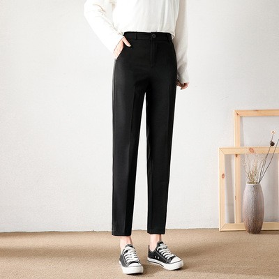 2020新款黑褲子女小腳褲九分西裝褲常規韓版百搭垂感免熨蘿蔔褲潮