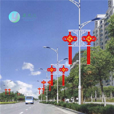 厂家直销太阳能路灯杆挂件户外防水防褪色福字中国梦LED中国结灯