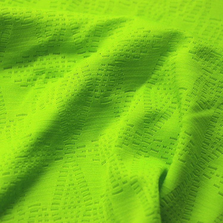 针织速干吸湿排汗低弹涤氨纶弹力荧光提花单面布汗布运动T恤面料