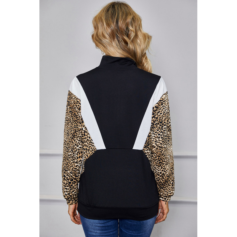 stitching leopard print top  NSSA25947