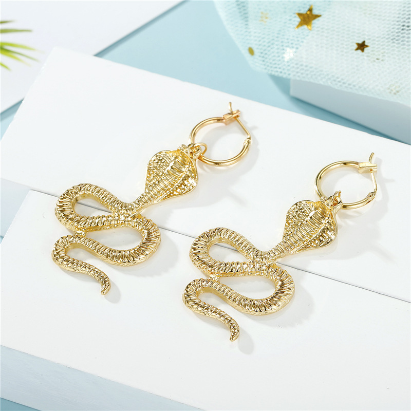 Retro Snake Earrings Korea Earrings Ancient Silver Cobra Earrings Alloy Earrings display picture 3