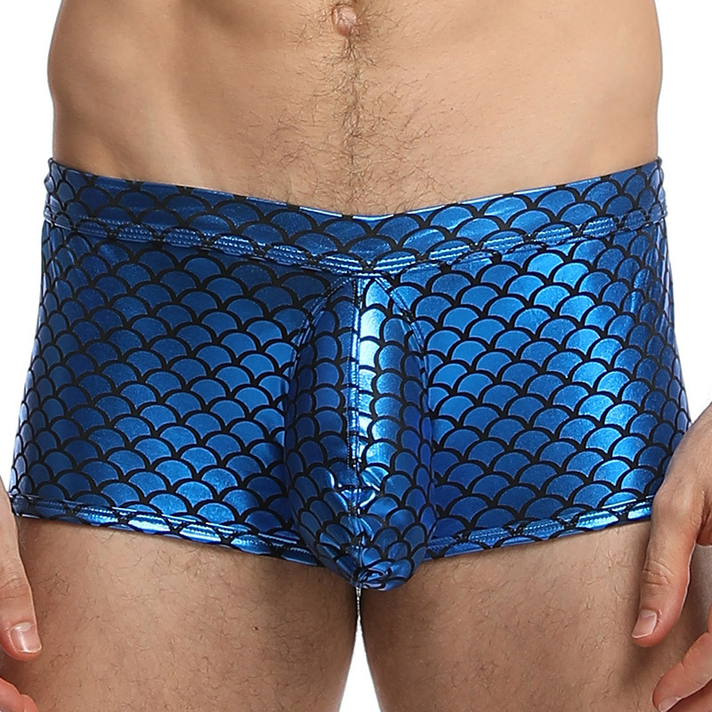 Foreign trade man Hollow Underwear Polyester fiber Scales man bar stage Nightclub perform sexy Fabric Boxer