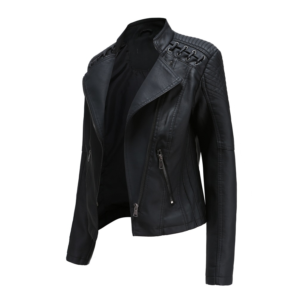 wholesale women s clothing Nihaostyles slim thin leather motorcycle jacket  NSNXH67388