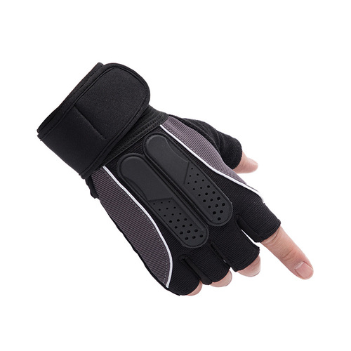Dumbbell barbell gym half finger gloves breathable shockproof anti-slip anti-friction with super glossy palm