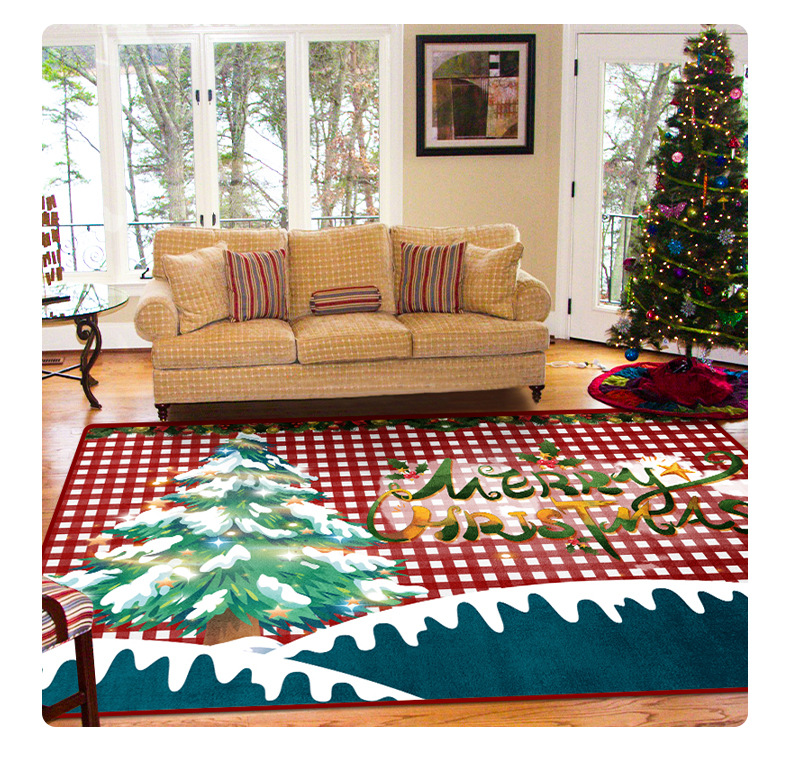 跨境亚马逊地毯,圣诞节地毯地垫,圣诞夜装饰地垫,茶几沙发垫