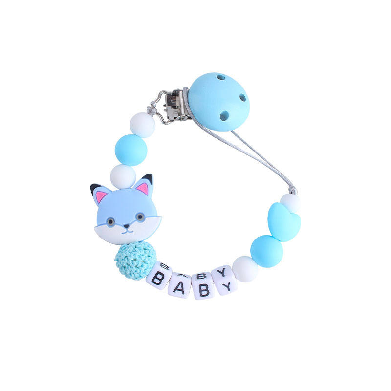 Nuevo clip de chupete Hemu calmante Cadena de chupete de silicona gato mordedor cadena anti-gota amor cuentas de silicona Cadena de chupete