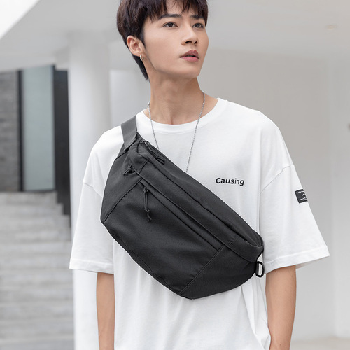 Men's crossbody bag, men's trendy brand casual cross bag, Japanese versatile large capacity Hong Kong style street chest bag, men's waist bag