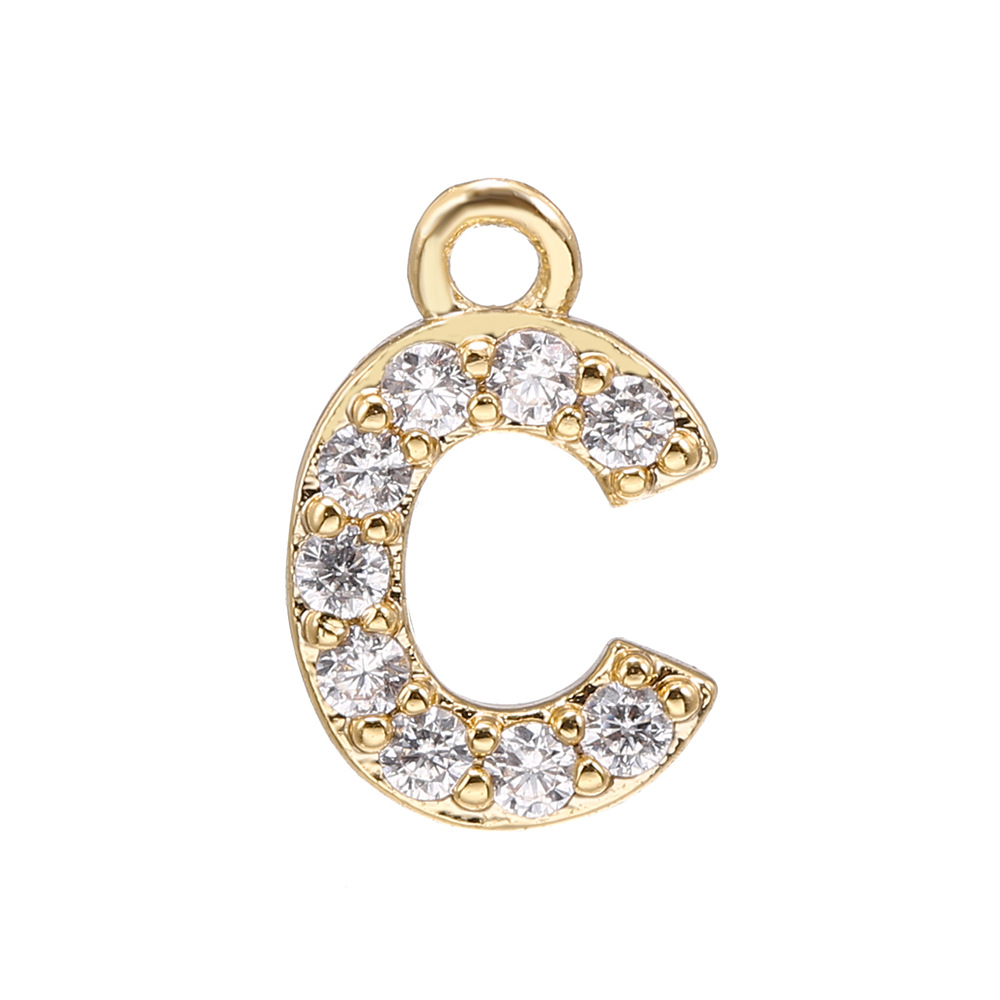 new DIY English letter micro zircon pendant copper pendant