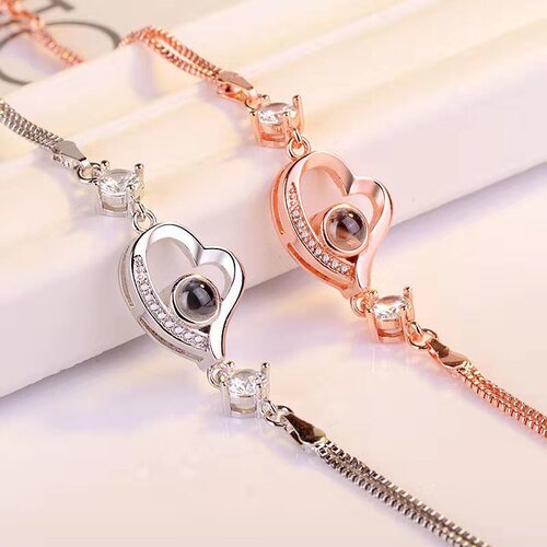 Love Memory 100 Languages I Love You Project Heart Shape Bracelet Girl Mood Couple Same Style