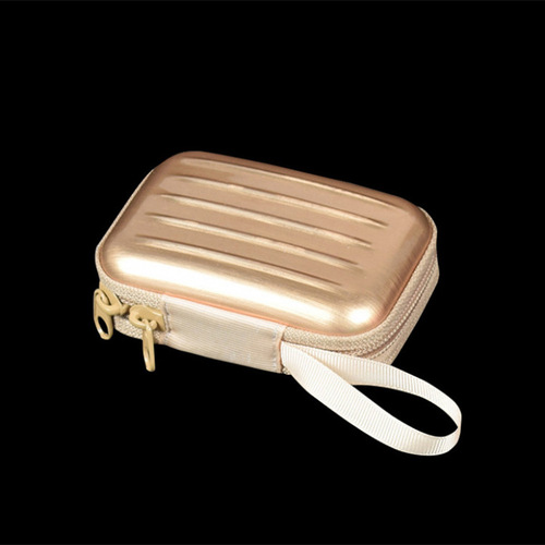 New creative brushed zipper square tinplate coin purse data cable storage bag simple object storage box