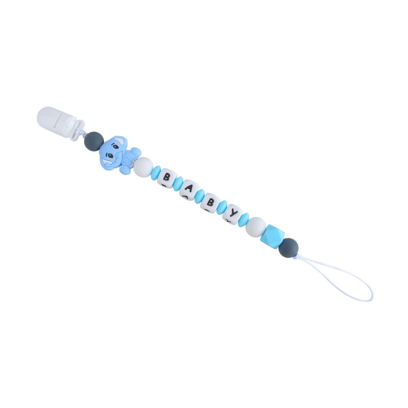 Nuevo clip de pico de pato de plástico elefante mordedor de silicona juguete molar carta de silicona mordedor bebé puede cambiar el nombre