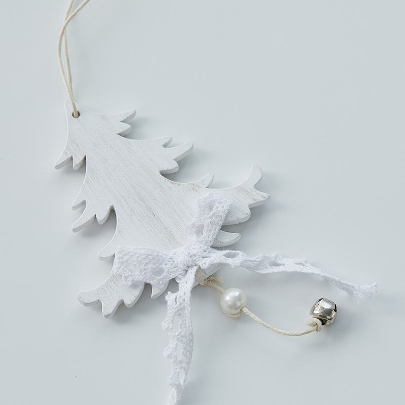 Navidad encaje blanco alce pentagramas amor árbol de Navidad colgante decoración de Navidad guirlandas decoración de caña