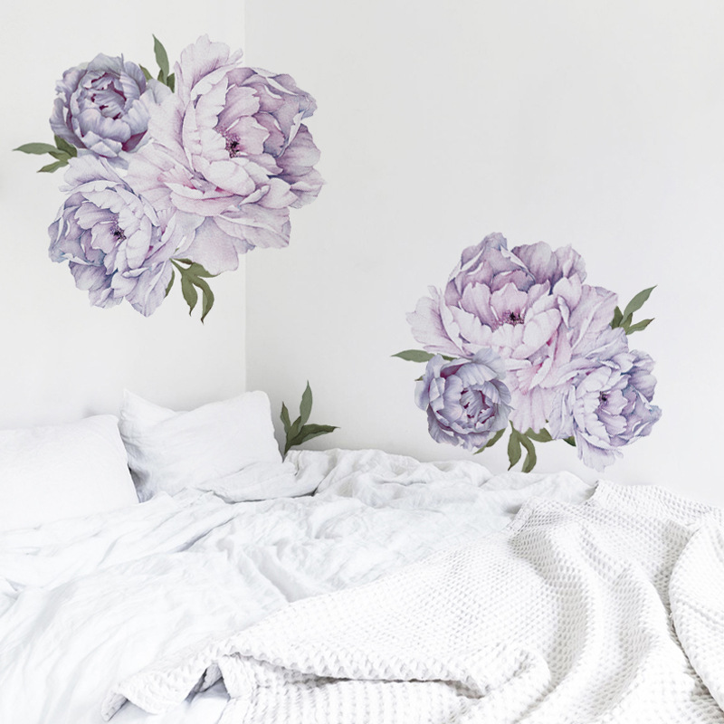 New Fashion Purple Peony Flower Group Wall Stickers display picture 4