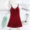 Golden velvet hanging skirt-wine red