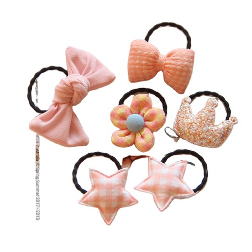 Baby hair tie and rubber band combination, bow children's hair accessories set, crown small hair tie, girls' hair tie