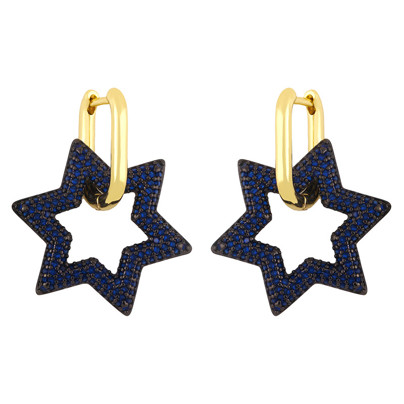 Pendientes De Cobre De Las Mujeres Del Diamante De La Estrella De Cinco Puntas De La Moda display picture 7