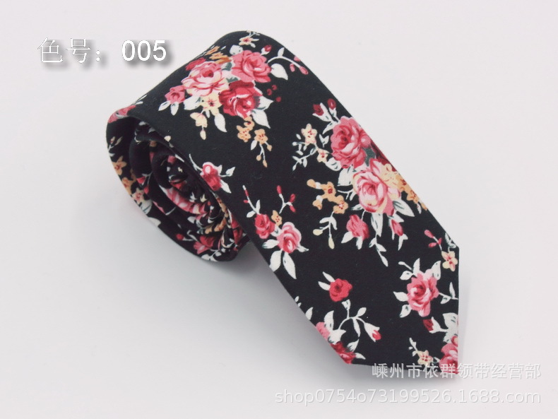 Los fabricantes venden al por mayor corbata de algodón para hombres de estilo chino 6cm de ancho y estrecho corbata estampada casual de moda floral en stock