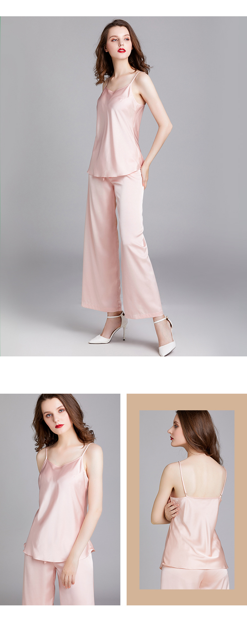 Yao Ting Spring And Summer Ice Silk Pajamas Women's Thin Silk Women's Sling Pajamas Suit Temperament Sexy Home Wear 1667 display picture 15